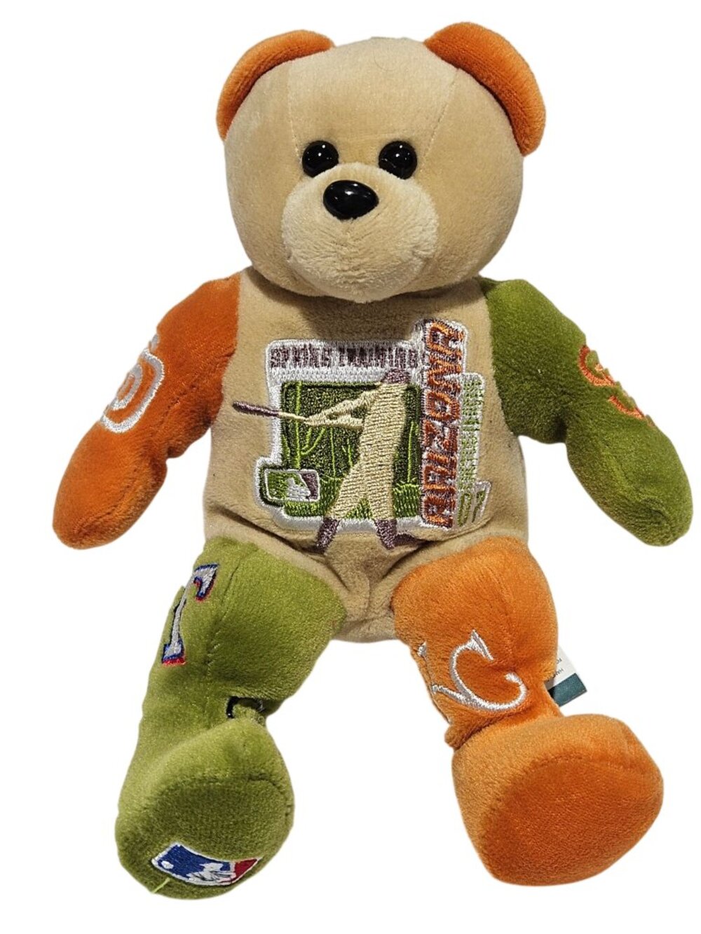Forever Collectibles MLB Bear Plush Multi Team Embroidered Logos Green Orange